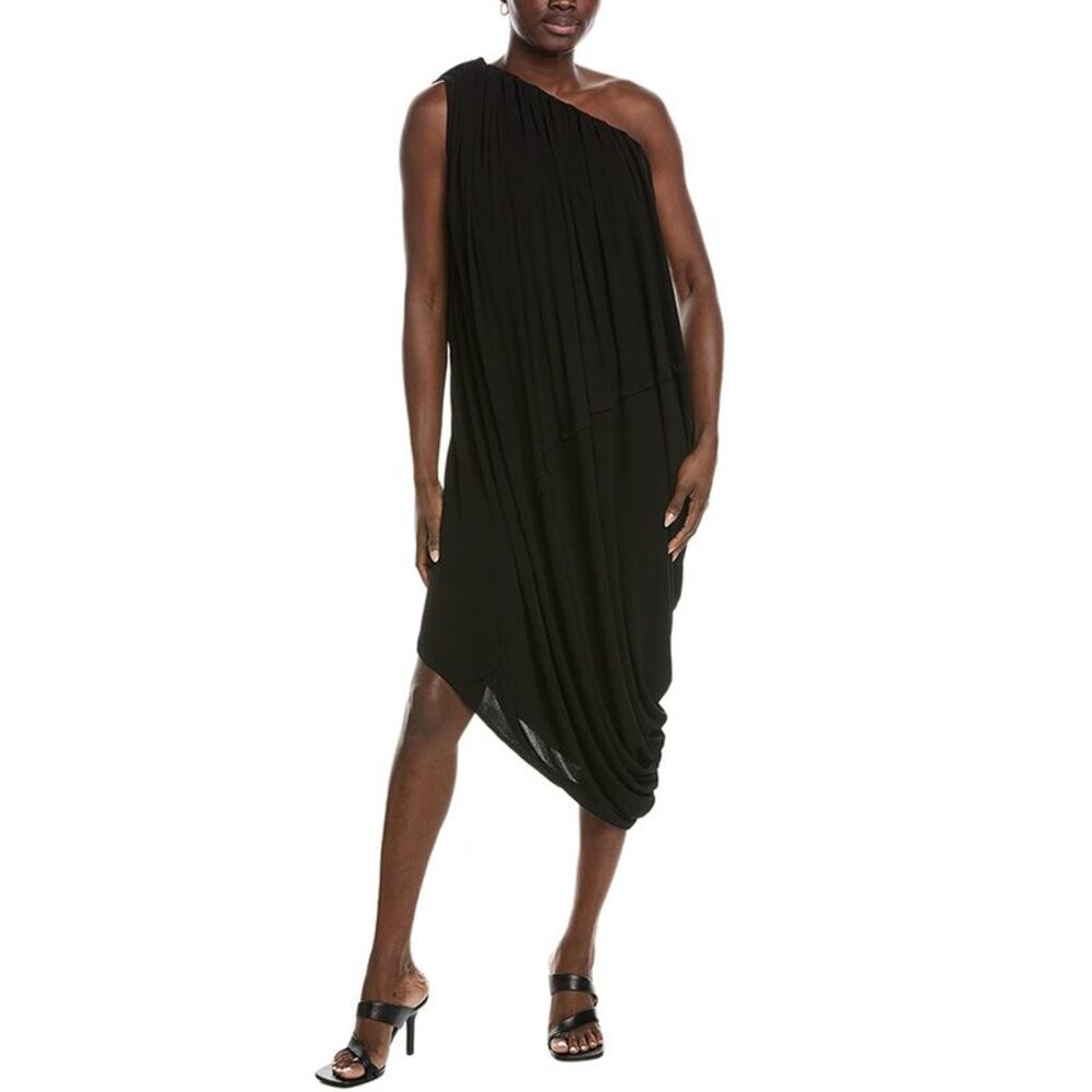 Co Womens Jersey Draped Midi Dress, Black